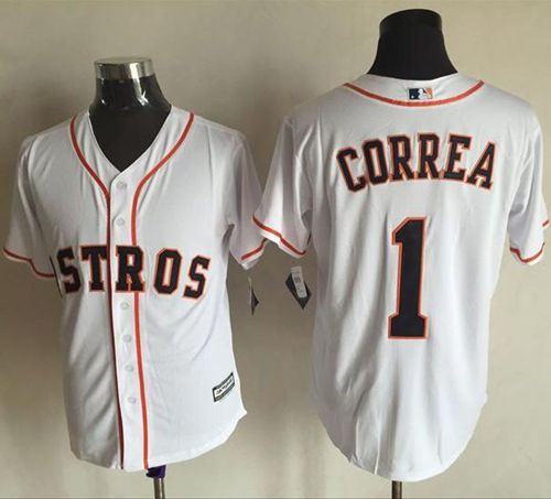 Astros #1 Carlos Correa White New Cool Base Stitched MLB Jersey - Click Image to Close